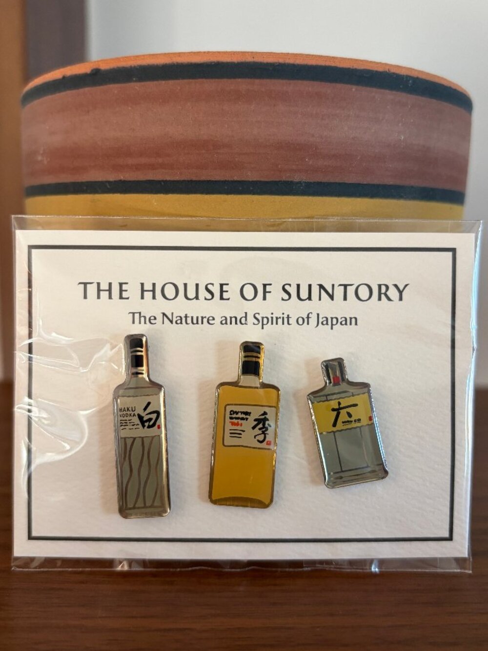 Japanese Whisky House of Suntory Enamel Pin Set - Haku Roku Toki Bottle Pins